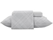 Jogo de Cama Casal de Poliéster Jolitex 300 Fios Toque de Seda Cinza e Branco 4 Peças