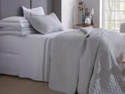 Jogo de cama casal double branco/prata 200f 2,20mx2,50m