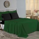 Jogo de Cama Casal Nobre 4 Peças Lençol com Elástico de 30cm de Altura Malha 100% Algodão - Verde-Bandeira / Preto