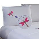 Jogo de Cama Casal Padrão 4 Peças Bordado Libélula Jogo de Cama Casal Padrão 4 Peças Bordado Libélula