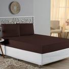 Jogo de Cama Casal Viúva Nobre 3 Peças Malha 100% Algodão - Marrom