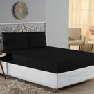 Jogo de Cama Casal Viúva Nobre 3 Peças Malha 100% Algodão - Preto