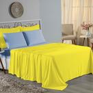 Jogo de Cama Casal Viúva Nobre 4 Peças Malha 100% Algodão - Amarelo / Azul-Bebê