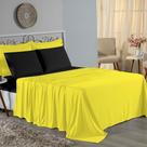 Jogo de Cama Casal Viúva Nobre 4 Peças Malha 100% Algodão - Amarelo / Preto