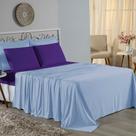 Jogo de Cama Casal Viúva Nobre 4 Peças Malha 100% Algodão - Azul-Bebê / Roxo