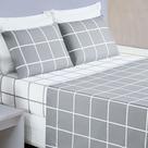 Jogo De Cama Com Lençol De Cima 200 Fios Austin Solteiro 03 Peças - Cinza