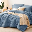 Jogo de Cama CozyLux King Size Cinza-Azulado 7 Peças