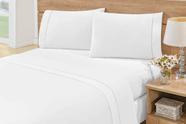 Jogo de Cama de Lençol Queen 3 Peças Percal 180 Fios Ponto Palito - Branco