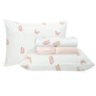 Jogo de Cama Duplo Queen 4 Peças Percal 180 Fios Borboleta Sonhare Prata