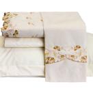 Jogo de Cama Emozione Casal King Size 4 Peças Percal 200 Fios 100% Algodão Bordado - Marfim