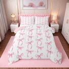 Jogo de Cama Erosebridal Twin com Edredom e Fronha Laço Rosa
