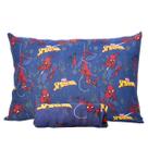 Jogo De Cama Infantil Spider Man Blue Solteiro 100% Algodão Disney Simples 2 Peças Malha Portallar