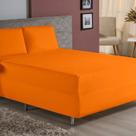 Jogo de Cama King Nobre 3 Peças Luva de Box 55cm de Altura Malha 100% Algodão - Laranja