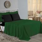 Jogo De Cama King Nobre 4 Peças Lençol Com Elástico De 30cm De Altura Malha 100% Algodão - Verde-bandeira / Preto