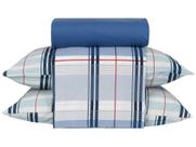 Jogo de Cama King Santista 100% Algodão - Royal Madras Azul 4 Peças Jogo de Cama King Santista 100% Algodão - Royal Madras Azul 4 Peças