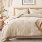 Jogo de Cama King Size Zzlpp Bege Matelassê 7 Peças