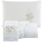 Jogo de Cama Lençol Casal Bordado Advance 3 Peças - Branco - 100% Poliéster Jogo de Cama Lençol Casal Bordado Advance 3 Peças - Branco - 100% Poliéster