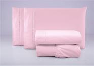 Jogo de cama lençol casal padrão 4 peças algodão percal 180 fios acabamento ponto palito - rosa Jogo de cama lençol casal padrão 4 peças algodão percal 180 fios acabamento ponto palito - rosa