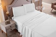 Jogo de Cama Lençol Casal Queen 4 Peças Branco Liso 100% Algodão
