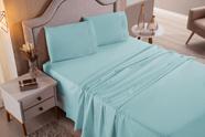 Jogo de Cama Lençol Casal Queen 4 Peças Verde Tiffany Liso 100% Algodão
