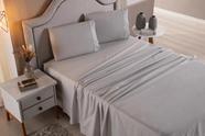 Jogo de Cama Lençol Casal Super King 4 Peças Cinza Liso 100% Algodão