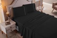 Jogo de Cama Lençol Casal Super King 4 Peças Preto Liso 100% Algodão