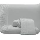 Jogo de Cama Lençol Casal Top Line 4 Peças - Cinza - 100% Poliéster