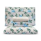 Jogo de cama lençol microtec 200 fios casal floral cinza e azul