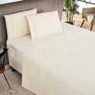 Jogo De Cama Lençol Milano Casal Padrão Percal 180 Fios Ponto Palito Liso 04 Peças - Palha