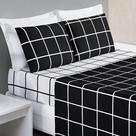 Jogo de Cama Lençol Minimalista Quadriculado Casal Queen 04 Peças Tecido MicroPercal 200 Fios Premium