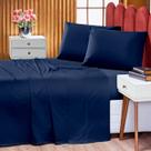 Jogo de Cama Lençol Prestige com Fronhas QUEEN 04 Peças - Tecido Liso Percal 300 Fios 100% Algodão Original