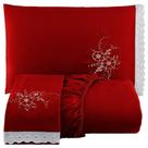 Jogo De Cama Lençol Queen Bordado Advance 3 Peças Vermelho 100% Poliéster Jogo De Cama Lençol Queen Bordado Advance 3 Peças Vermelho 100% Poliéster