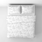 Jogo de Cama Lençol Queen Branco Florido Cinza 4 peças