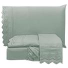 Jogo De Cama Lençol Realce Casal 4 Peças Percal 300 Fios Bordado Inglês Macio - Cinza Chumbo Jogo De Cama Lençol Realce Casal 4 Peças Percal 300 Fios Bordado Inglês Macio - Cinza Chumbo