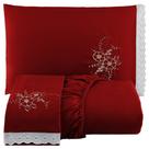 Jogo de Cama Lençol Solteiro Bordado Advance 2 Pçs Vermelho - 100% Poliéster