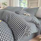 Jogo de Cama LifeTB Twin XL Preto Xadrez Vichy 3 Peças