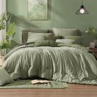 Jogo de Cama Monbix Queen 7 Peças Verde Sálvia