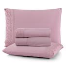 Jogo de Cama Nobless Queen 04 Peças 100% Poliéster - Rosa Malva