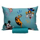 Jogo de Cama Portallar Solteiro Malha 100% Algodão Disney Mickey Feliz 2 Pçs Verde