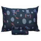Jogo de Cama Portallar Solteiro Malha Mista Estampado Disney Stitch Pedras 2 Pçs Azul