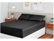 Jogo de Cama Queen 100% Poliéster Marcelino Têxtil Hypercal Preto 3 Peças Jogo de Cama Queen 100% Poliéster Marcelino Têxtil Hypercal Preto 3 Peças