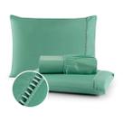 Jogo De Cama Queen 3 Peças 400 Fios Toque Aveludado Verde