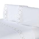 Jogo de Cama Queen 4 Peças 100% Algodão Percal 200 Fios Damasco Branco e Bege