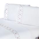 Jogo de Cama Queen 4 Peças 100% Algodão Percal 200 Fios Damasco Branco e Salmão