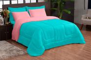 Jogo De Cama Queen Dupla Face 06 PCS Rosa Verde Jogo De Cama Queen Dupla Face 06 PCS Rosa Verde