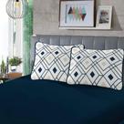 Jogo de Cama Queen Malha Estampado Rubi 100% Algodão 03 peças Lazuli/Marinho- SBX