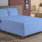 Jogo De Cama Queen Nobre 3 Peças Luva De Box 55cm De Altura Malha 100% Algodão - Azul-bebê