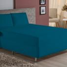 Jogo de Cama Queen Nobre 3 Peças Luva de Box 55cm de Altura Malha 100% Algodão - Petróleo
