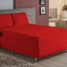 Jogo de Cama Queen Nobre 3 Peças Luva de Box 55cm de Altura Malha 100% Algodão - Vermelho