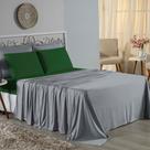 Jogo de Cama Queen Nobre 4 Peças Lençol com Elástico de 30cm de Altura Malha 100% Algodão - Cinza / Verde-Bandeira